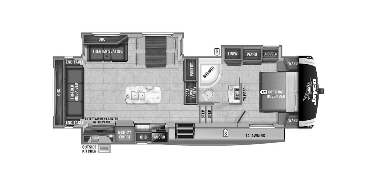 2021 Jayco Eagle HT 28.5RSTS Fifth Wheel at Your RV Broker STOCK# PR0377 Floor plan Layout Photo