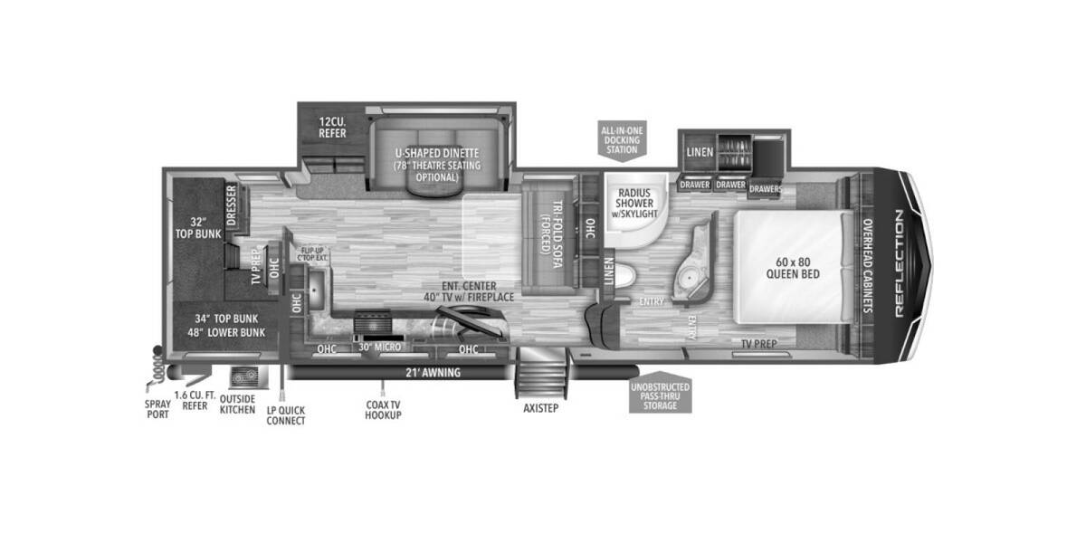 2021 Grand Design Reflection 28BH Fifth Wheel at Your RV Broker STOCK# 907811 Floor plan Layout Photo