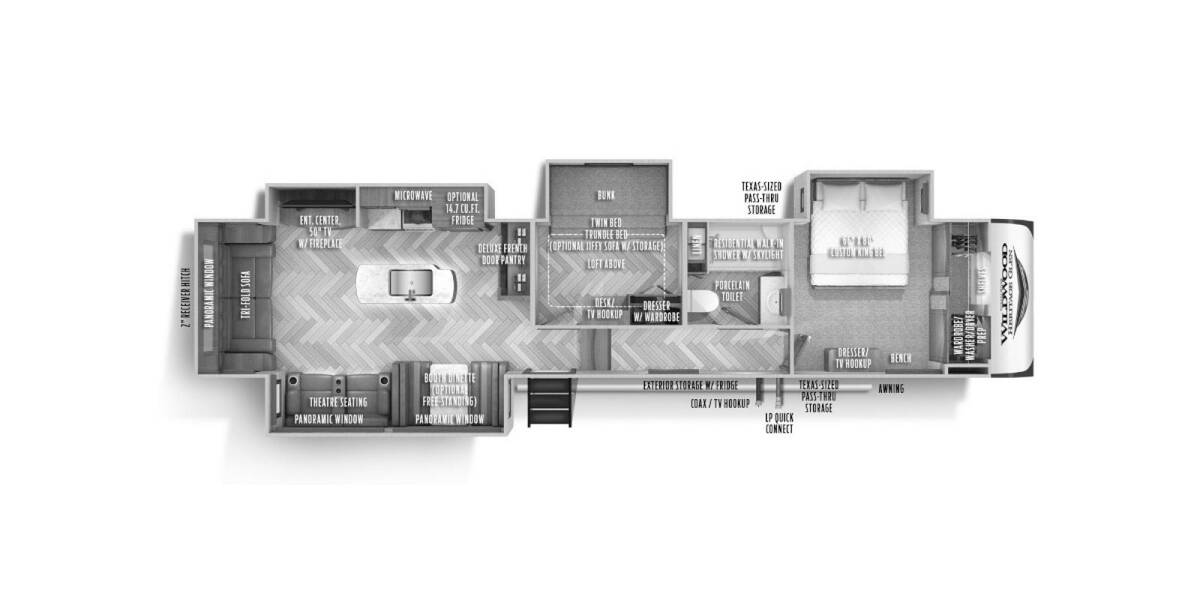 2020 Wildwood Heritage Glen 369BL Fifth Wheel at Your RV Broker STOCK# 703590 Floor plan Layout Photo