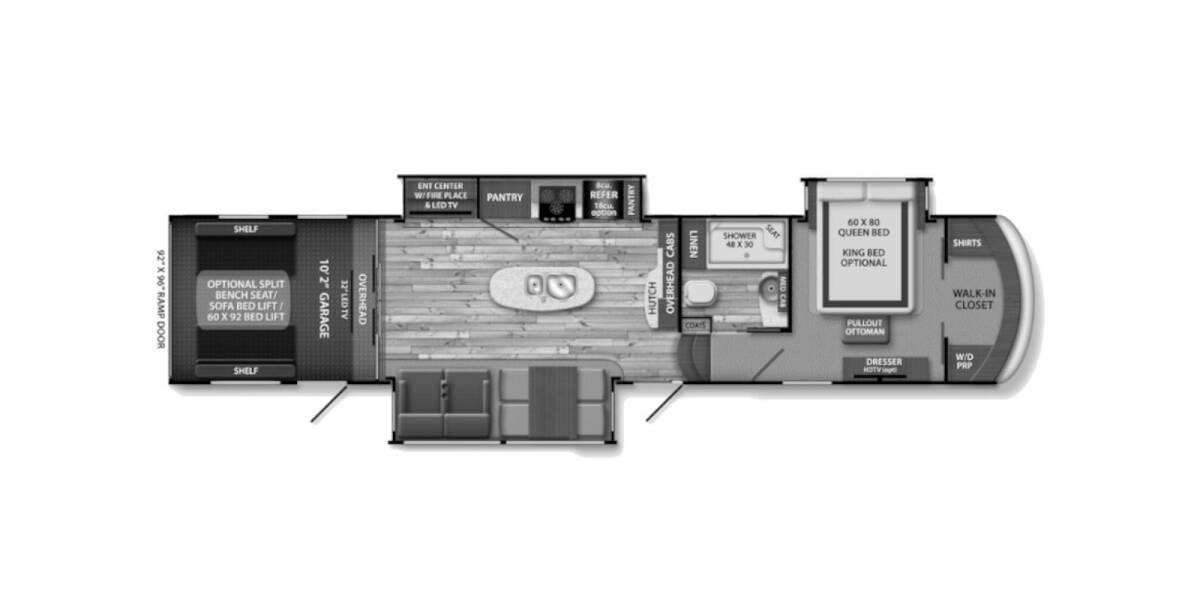 2015 Grand Design Momentum Toy Hauler 380TH Fifth Wheel at Your RV Broker STOCK# 103268 Floor plan Layout Photo