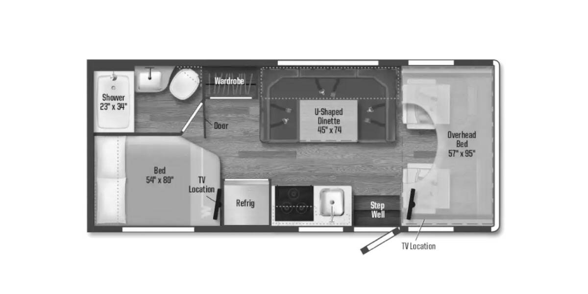 2022 Winnebago Minnie Winnie Ford 22R Class C at Your RV Broker STOCK# C40350 Floor plan Layout Photo