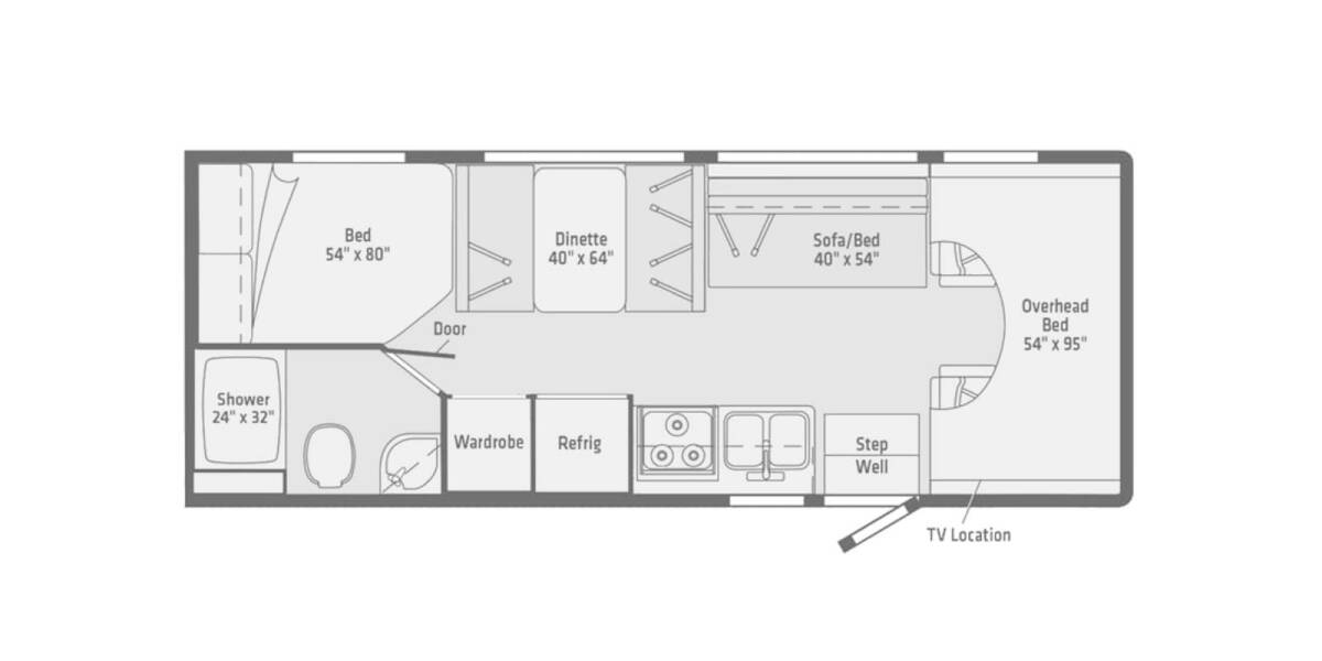 2019 Winnebago Outlook Ford 25J Class C at Your RV Broker STOCK# C22799 Floor plan Layout Photo