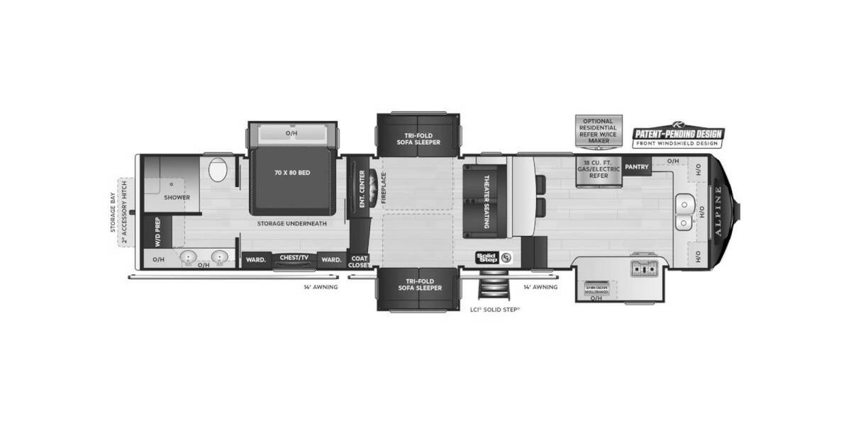 2022 Keystone Alpine 3790FK Fifth Wheel at Your RV Broker STOCK# 780103 Floor plan Layout Photo