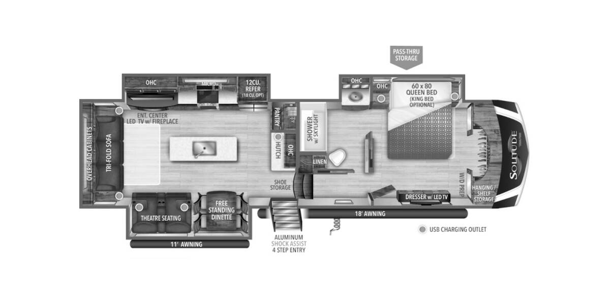 2021 Grand Design Solitude S-Class 3540GKR Fifth Wheel at Your RV Broker STOCK# AA01073 Floor plan Layout Photo