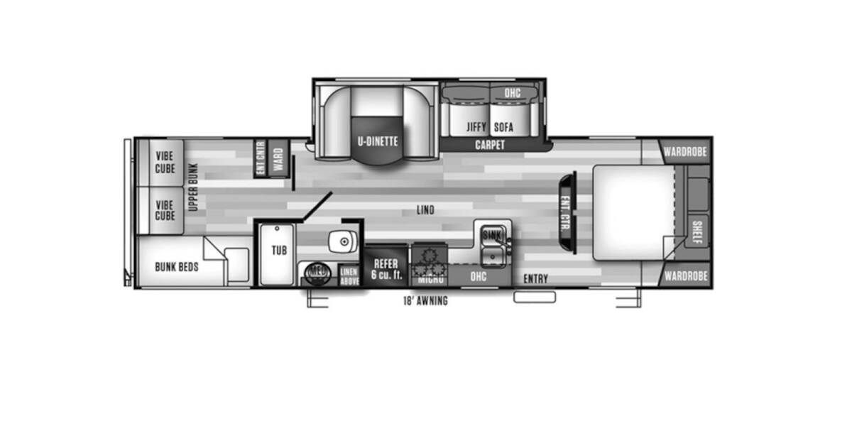 2018 Vibe Extreme Lite 287QBS Travel Trailer at Your RV Broker STOCK# 110466 Floor plan Layout Photo