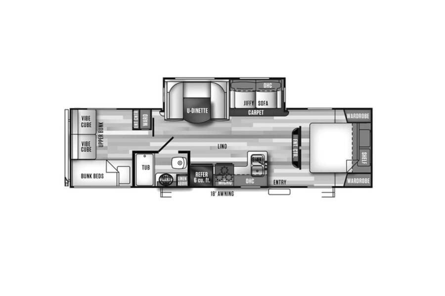 2018 Vibe Extreme Lite 287QBS Travel Trailer at Your RV Broker STOCK# 110466 Floor plan Layout Photo