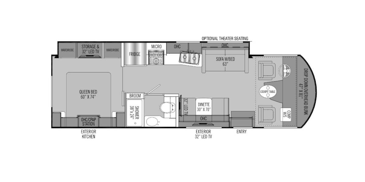2019 Coachmen Pursuit Ford 29SS Class A at Your RV Broker STOCK# A13364 Floor plan Layout Photo
