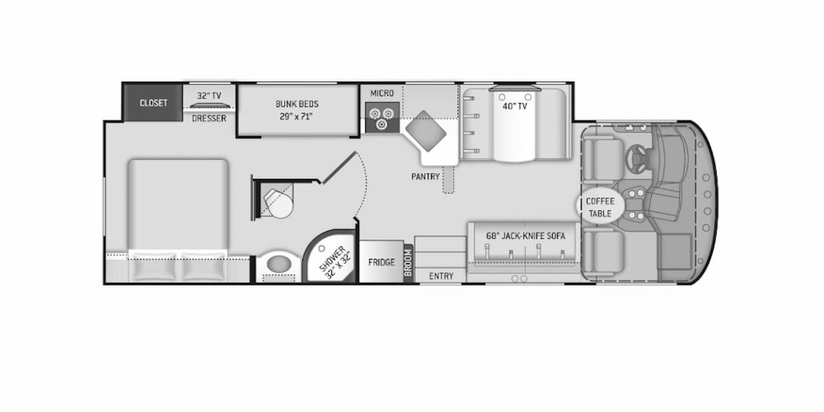 2019 Thor A.C.E. 30.2 Class A at Your RV Broker STOCK# A15095 Floor plan Layout Photo