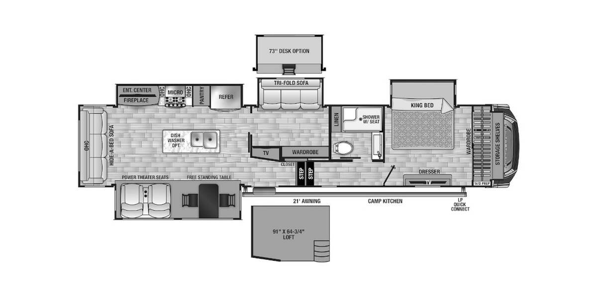 2022 Cedar Creek 377BH Fifth Wheel at Your RV Broker STOCK# 229163 Floor plan Layout Photo