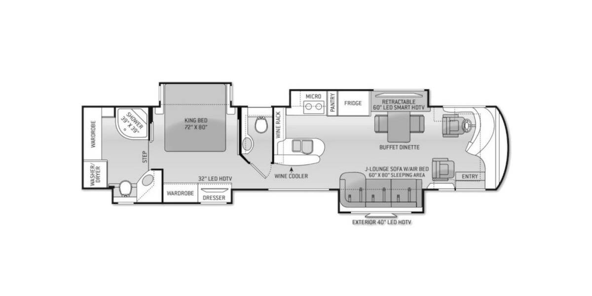 2016 Thor Tuscany Freightliner 42HQ Class A at Your RV Broker STOCK# HN0618 Floor plan Layout Photo