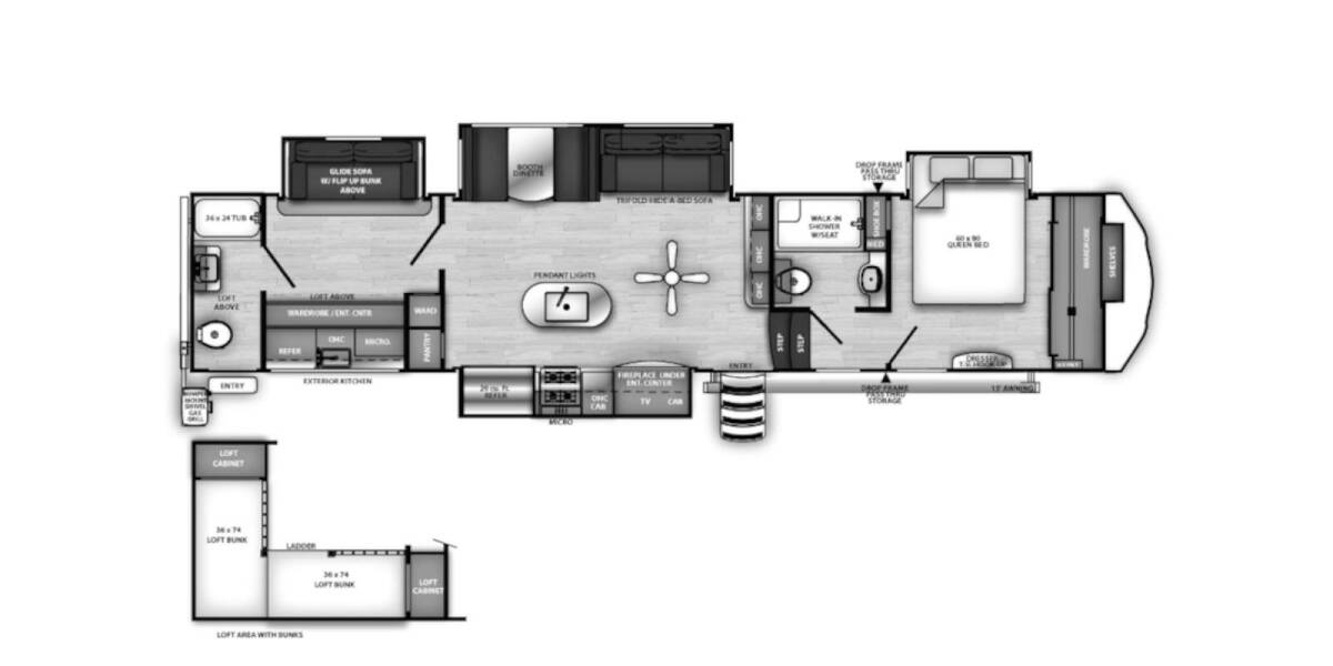 2021 Sandpiper 383RBLOK Fifth Wheel at Your RV Broker STOCK# 041567 Floor plan Layout Photo