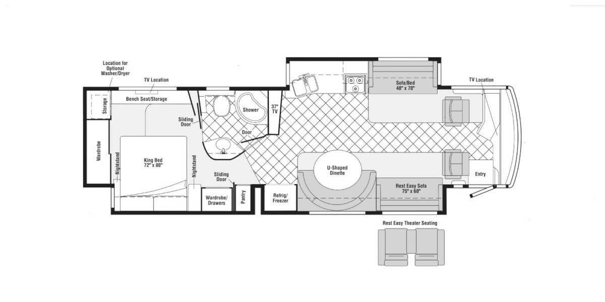 2009 Winnebago Tour Freightliner 40WD Class A at Your RV Broker STOCK# AC2700 Floor plan Layout Photo