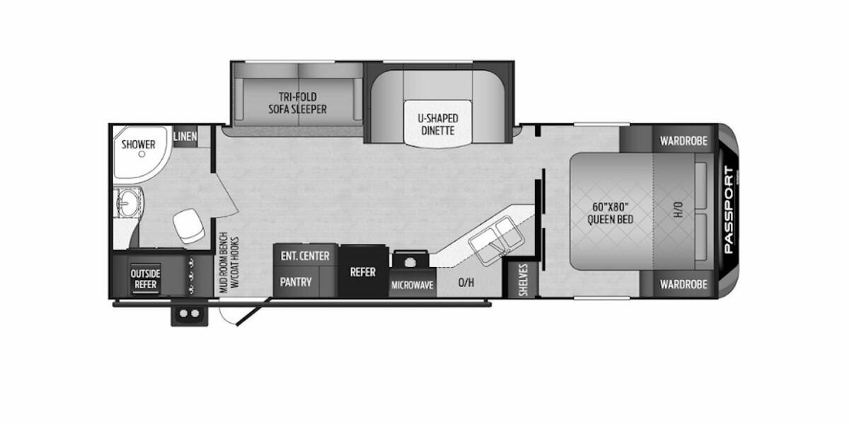 2020 Keystone Passport GT 2710RB Travel Trailer at Your RV Broker STOCK# 412352-2 Floor plan Layout Photo