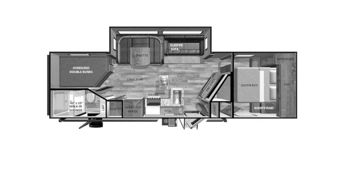 2020 Vibe 26BH Travel Trailer at Your RV Broker STOCK# 115619 Floor plan Layout Photo