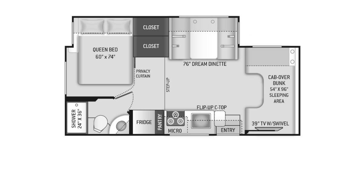 2020 Thor Daybreak Ford 24DB Class C at Your RV Broker STOCK# C55218 Floor plan Layout Photo