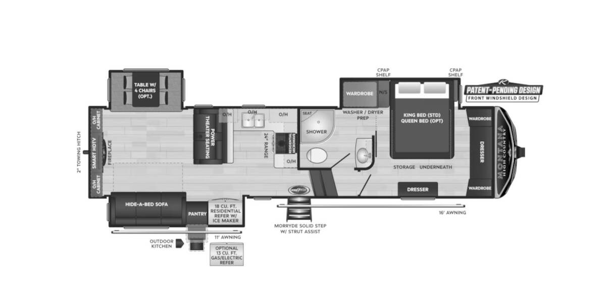 2023 Keystone Montana High Country 311RD Fifth Wheel at Your RV Broker STOCK# 740310 Floor plan Layout Photo